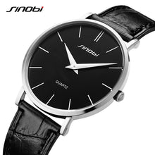 Load image into Gallery viewer, SINOBI Men&#39;s Ultra Thin Classic Casual Quartz Wristwatch with Leather Band