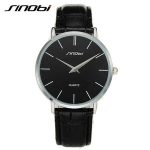 SINOBI Men's Ultra Thin Classic Casual Quartz Wristwatch with Leather Band