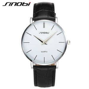 SINOBI Men's Ultra Thin Classic Casual Quartz Wristwatch with Leather Band