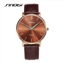 Load image into Gallery viewer, SINOBI Men&#39;s Ultra Thin Classic Casual Quartz Wristwatch with Leather Band